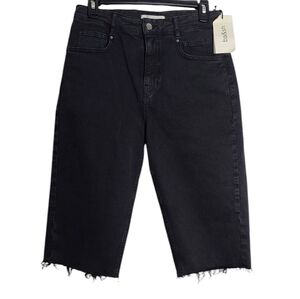 BA&SH NWT Brune Bermuda Blackstone Lady Long Shorts Demin Cotton Black Size 2